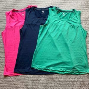 NWOT athletic tank top bundle- navy, hot pink,teal